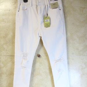 Denim Co. White Ripped Skinny Jeans Adjustable Waist  for Kids 10-11 yrs